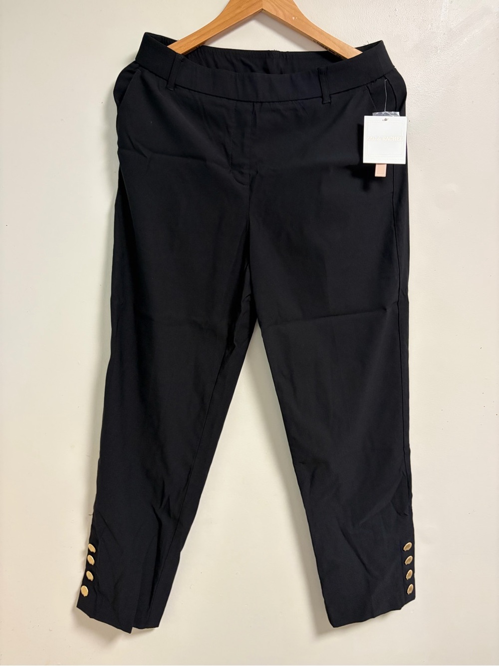 Zac & Rachel Black Ankle Pants with Gold Embellishment size medium